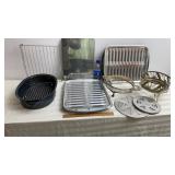 Granite roaster ( no lid) , broiler pans x 2, cake