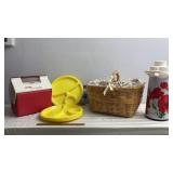 Picnic Basket, plastic plates, cooler , thermos