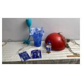 Art Deco plastic light, clamp on blue light ,