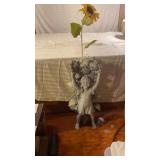 Outdoor Statue of Girl w Sunflowers