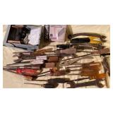 Electrical box, staples, pliers, screwdrivers,