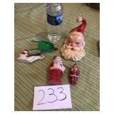 VINTAGE HARD PLASTIC SANTAS/CHALK SANTA