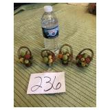4 VINTAGE CHRISTMAS FLOCKED FRUIT