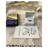 P 14K  AMETHYST RING, ONE SMALL STONE MISSING