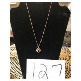 AMETHYST & DIAMOND 925 NECKLACE