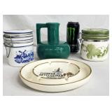 Vintage canisters (2), Vase/Pitcher & ashtray