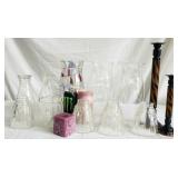 Vases, candle holders, candles, etc.