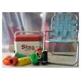 Little kids lawn chair, string of lights & Stag