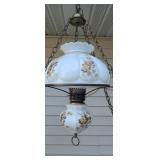 30" MILK GLASS ELECTRIC HANGING LIGHT