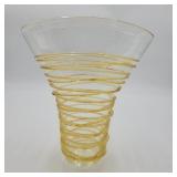 11"  HAND BLOWN GOLD WRAPPED GLASS OVAL VASE