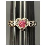 Sz.7.5 Sterling Silver Heart Ring 2.51 Grams
