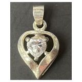 Sterling Silver Heart Pendant 1.41 Grams