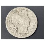1907-O Barber Silver Half Dollar