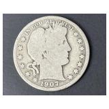 1907-D Barber Silver Half Dollar