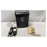 Phones( push button) , paper shredder