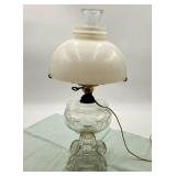 21" ANTIQUE KEROSENE LAMP MADE INTO ELECTRIC LAMP
