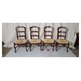 4 French ladder back chairs w/ rattan seats.