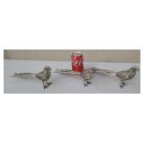 E.P.N.S.  3 brass quail with silver plate.