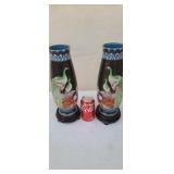 2 brass cloizanae vases