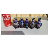 Mini floral vase set Chinese handmade brass