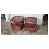 Two Willett wild cherry end tables with two