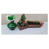 Italian green glass case glass vase.