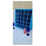 25 blue stem wine glasses with plastic tray