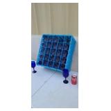 25 blue stem wine glasses in plastic tray