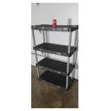 Rubbermaid 4 shelf shelving.