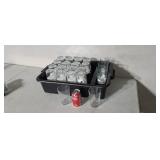 40 Ikea clear glasses in plastic bus tray.