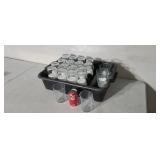 40 Ikea clear glasses in plastic bus tray.