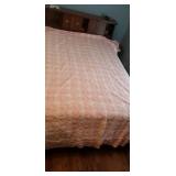 Pale Pink Star Burst Chenille Bedspread.  Full