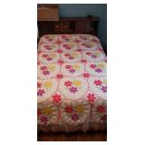 Colorful Full Size Floral Chenille Bedspread. Has