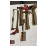 Hammers, soldering iron, hand saw