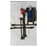 Floor bike air pump and 4-way lug wrench
