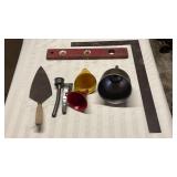 Levels, funnels, trowel