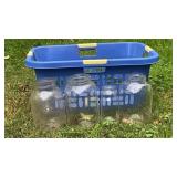 Jars and laundry basket