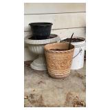 Flower pots and 5 gallon bucket