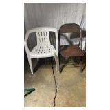 Plastic chair, metal wooden fold up chair