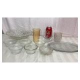 Glassware-custard cups, bowl, cups, platter