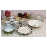 Small Pyrex baking dish with lid, Glasses, coffee