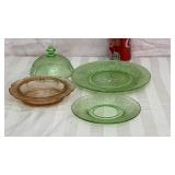 Pink and green depression- green plate with
