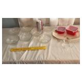Pyrex small Refrig.  dishes red, serving dishes,