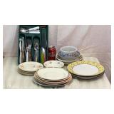 Silverware, bowls, plates, saucers