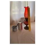 Enamel blue and white speckled pitcher, medium