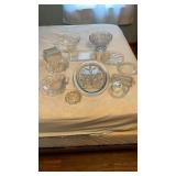Various glass serving trays and candy dishes