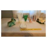 Vases and flower pots, white milk glass