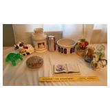 Dog food bowl , vase misc.