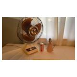 Fan (works)  lamp ( no shade)