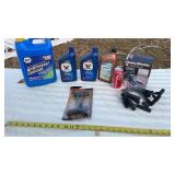 Antifreeze 1/2 full, transmission fluid, motor